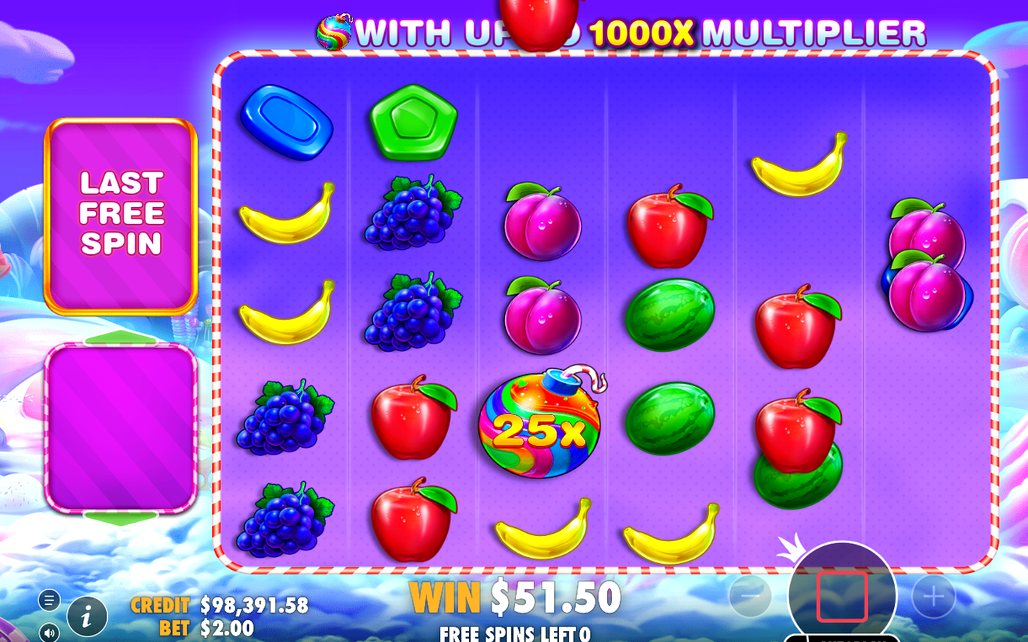 Free Spins-läge med Multiplier-bomber på rullarna