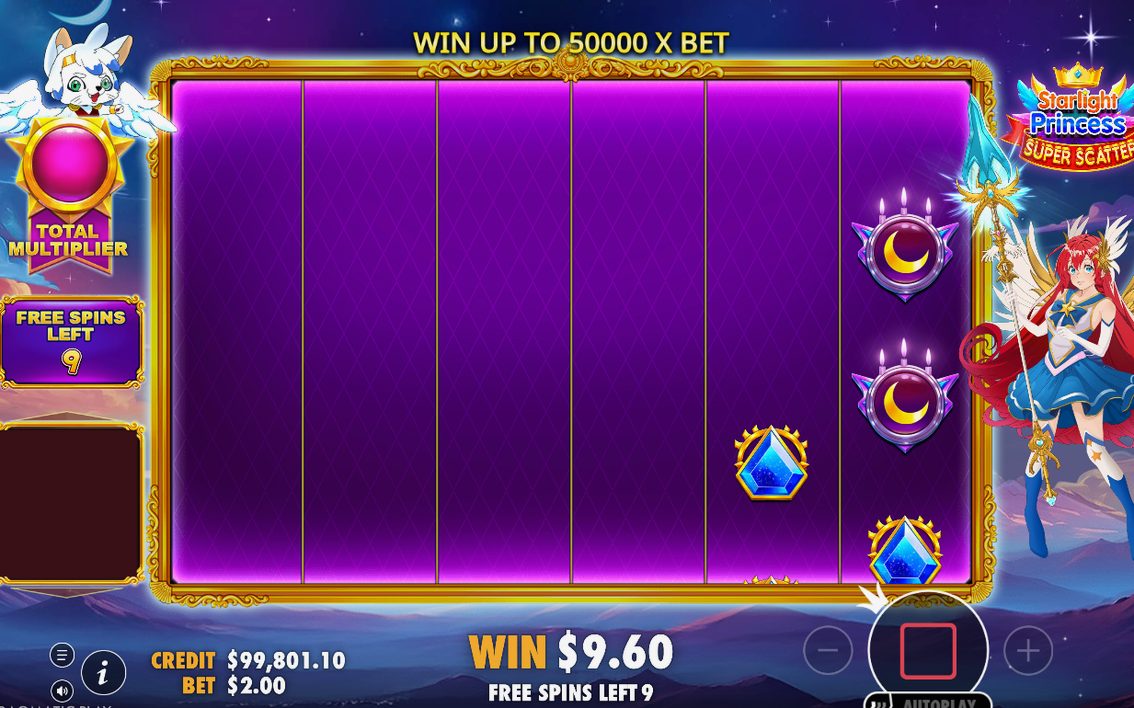 Free spins med återstående spins och TOTAL MULTIPLIER